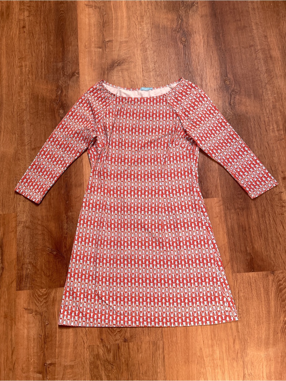 J McLaughlin Nautical Rope Print Dress XS Catalina Cloth Stretch 3/4 Sleeves